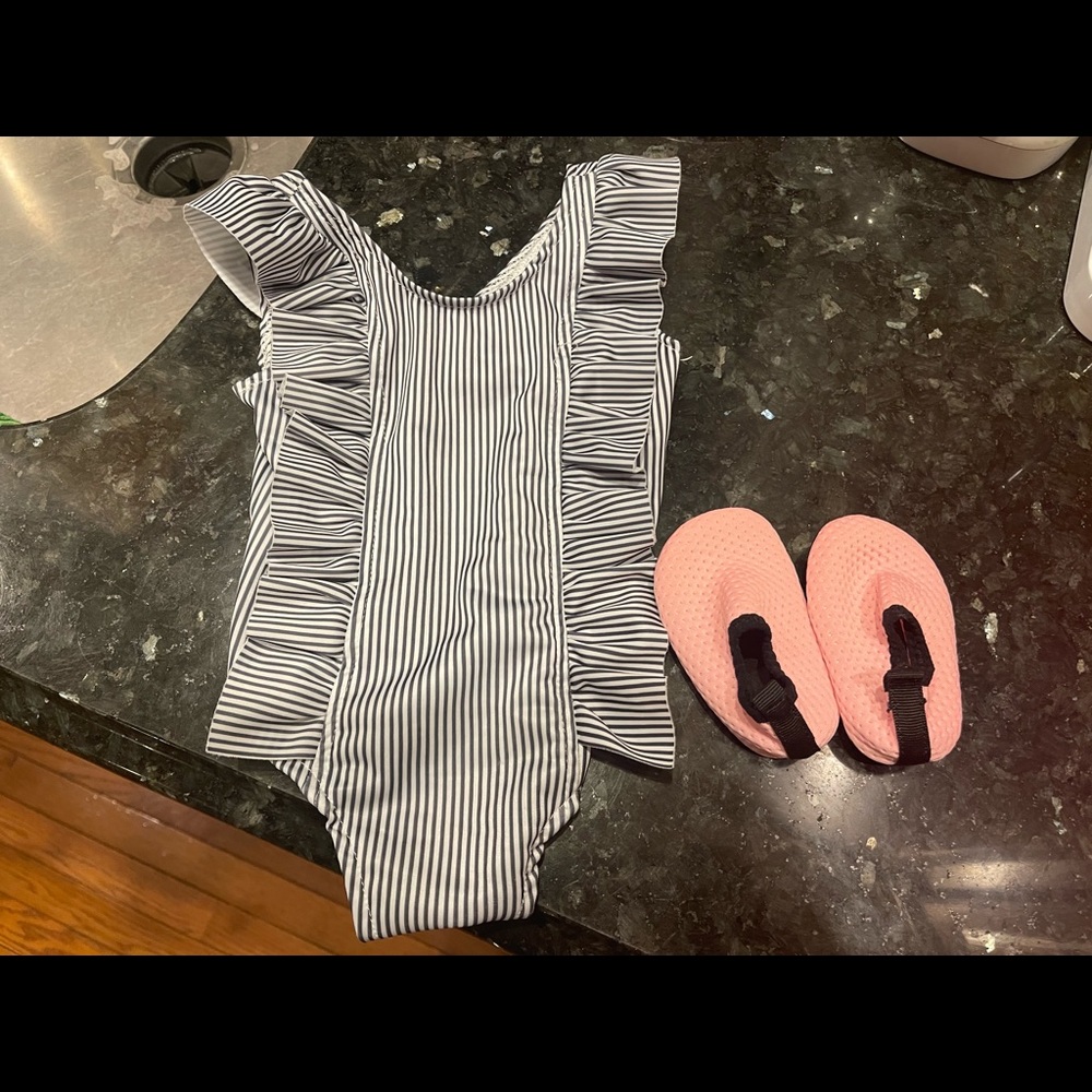 12 month baby girl’s bathing suit and swim shoes